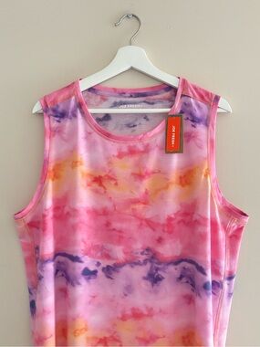 NWT Joe Fresh Women’s Size 1X Pink Tie-Dye Sleeveless Tunic Tank Top Plus Size